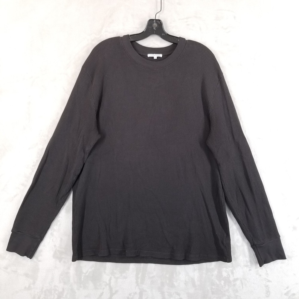 Cotton Citizen Shirt Men‎ XXL Black Waffle Knit Cooper Thermal Crewneck USA Made